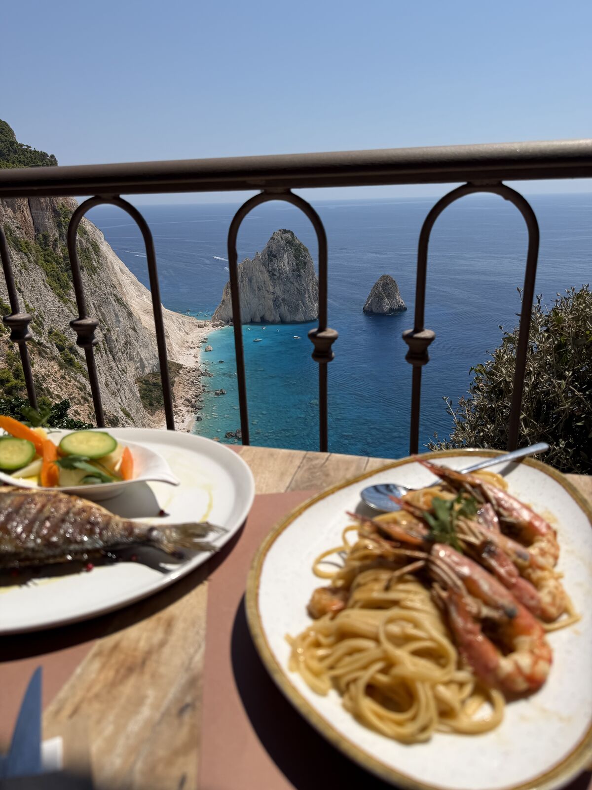 Restaurant Keri Lighthouse view over Mizithres rocks